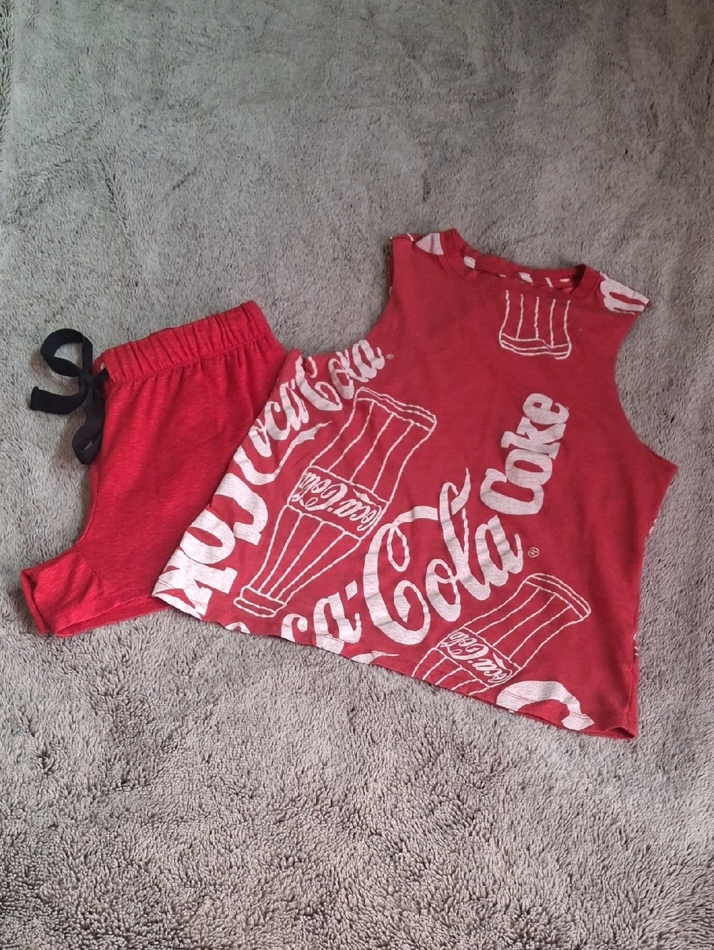Coca-Cola Red Graphic Sleeveless Top with Matching Red Shorts